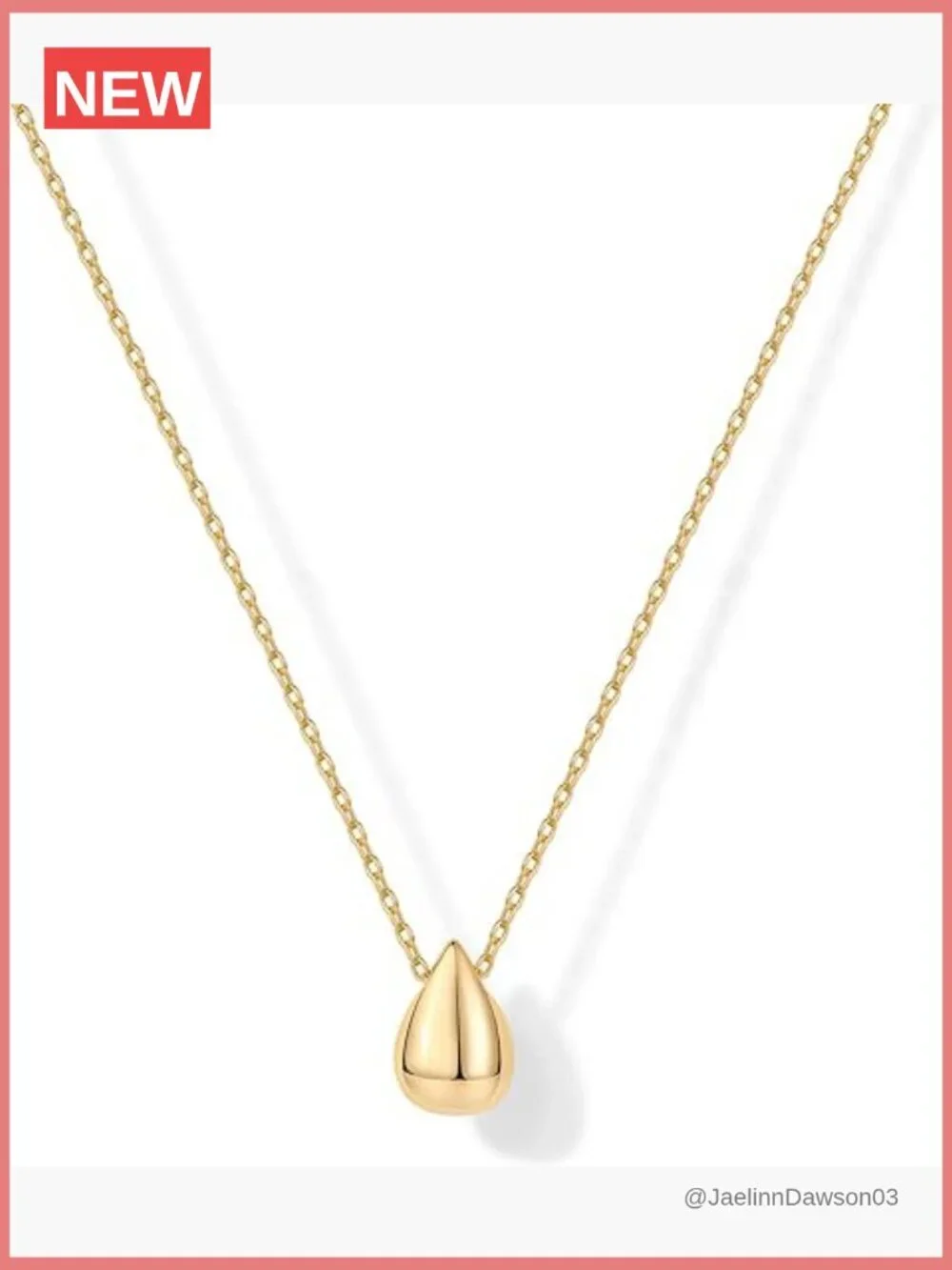 14K Gold Plated Dainty Pear Pendant Necklace Tear Drop